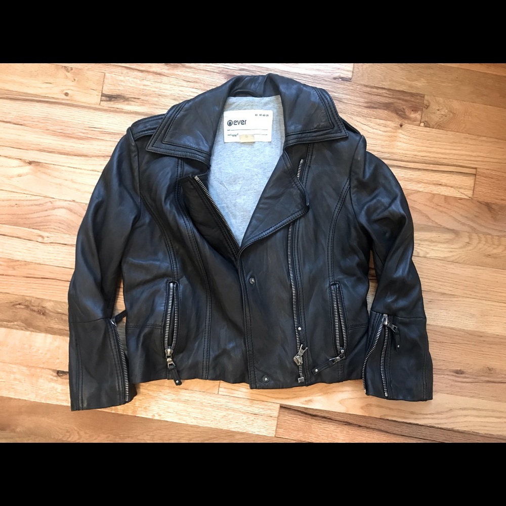 Ever lamb skin XS Black Moto Biker Jacket